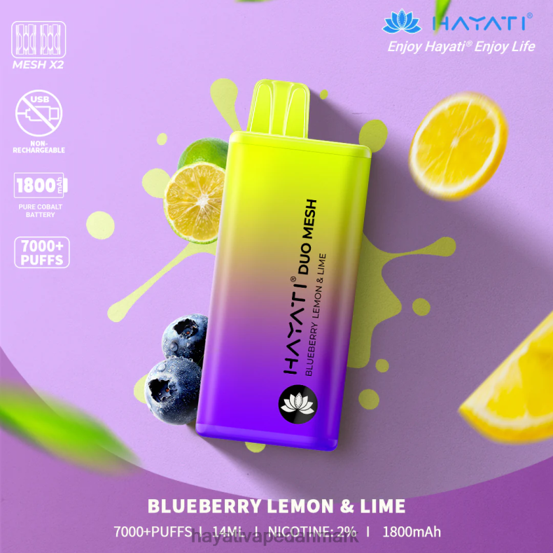 Hayati Flavour List | Hayati Duo Mesh engangs blåbær citron & lime TF62V165