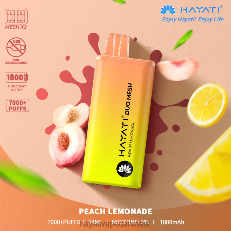 Hayati Flavour List | Hayati Duo Mesh engangs fersken limonade TF62V175