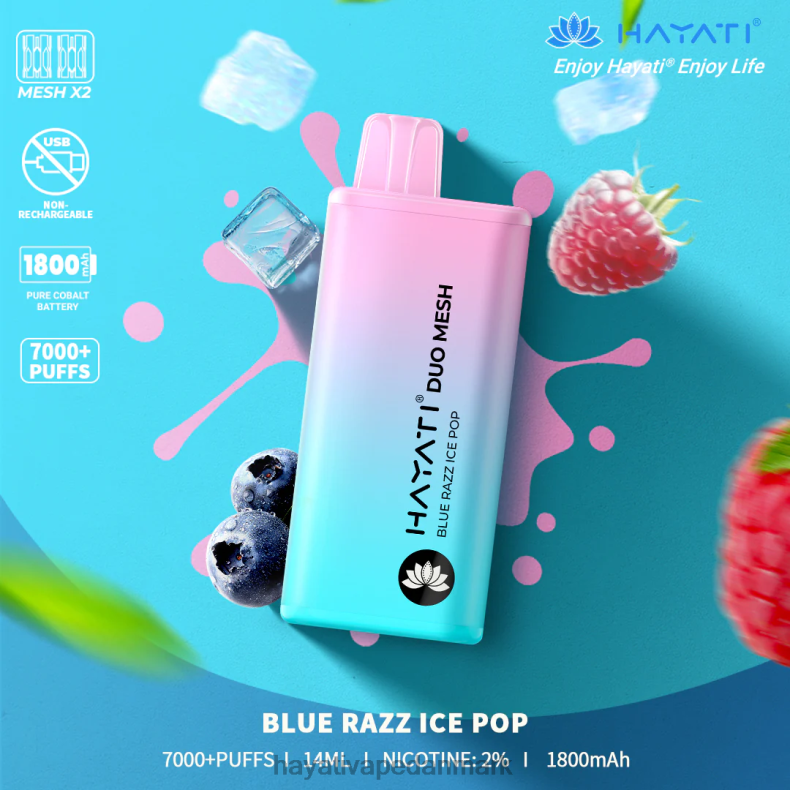 Hayati Flavour Vapes | Hayati Duo Mesh engangs blå razz ispop TF62V166