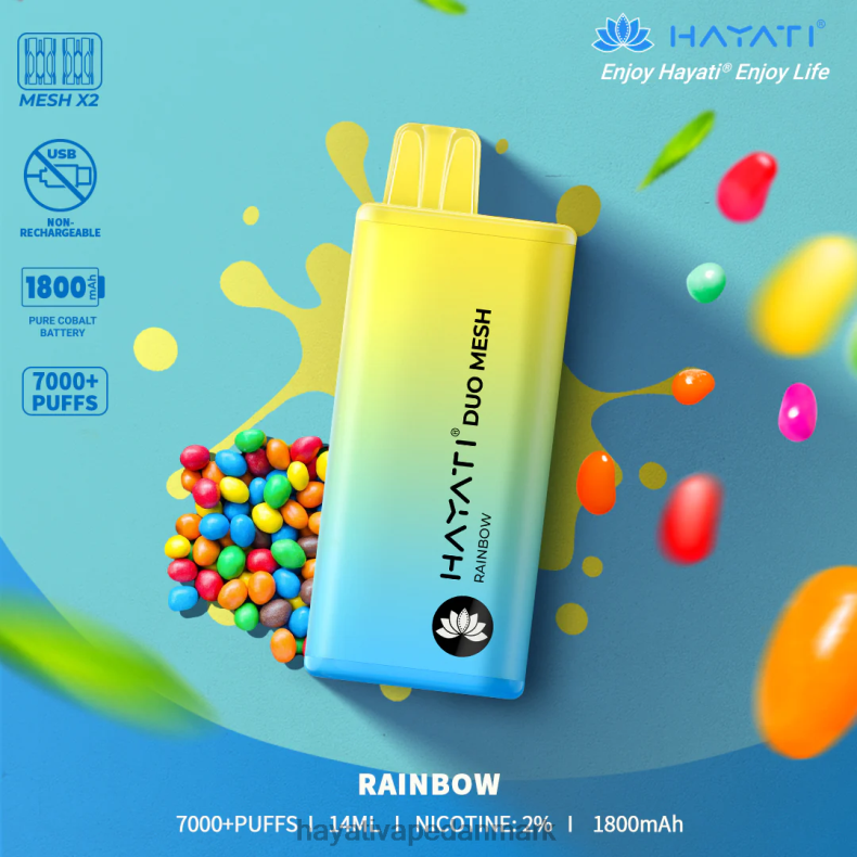 Hayati Flavour Vapes | Hayati Duo Mesh engangs regnbue TF62V176