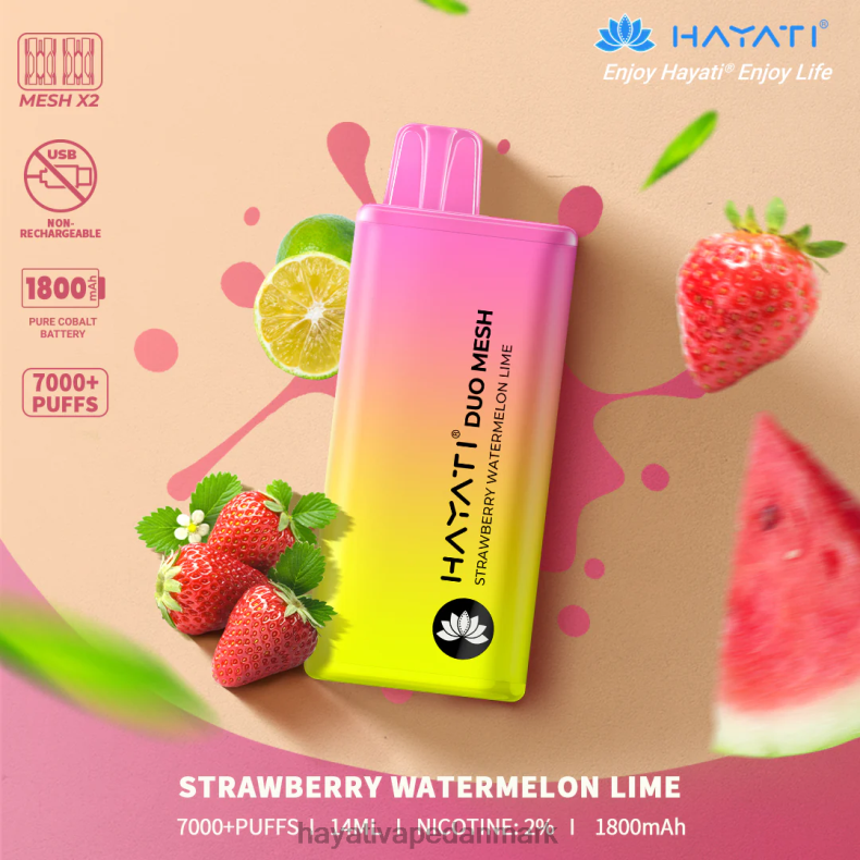 Hayati Vape Deutschland | Hayati Duo Mesh engangs jordbær vandmelon lime TF62V183