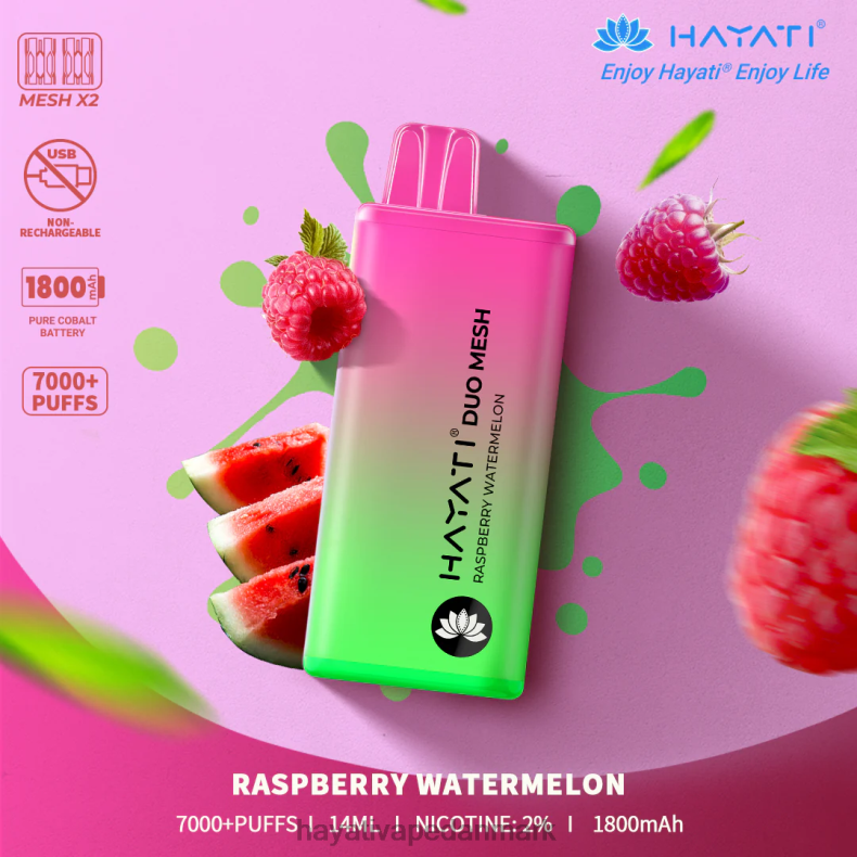 Hayati Vape Review | Hayati Duo Mesh engangs hindbær vandmelon TF62V178