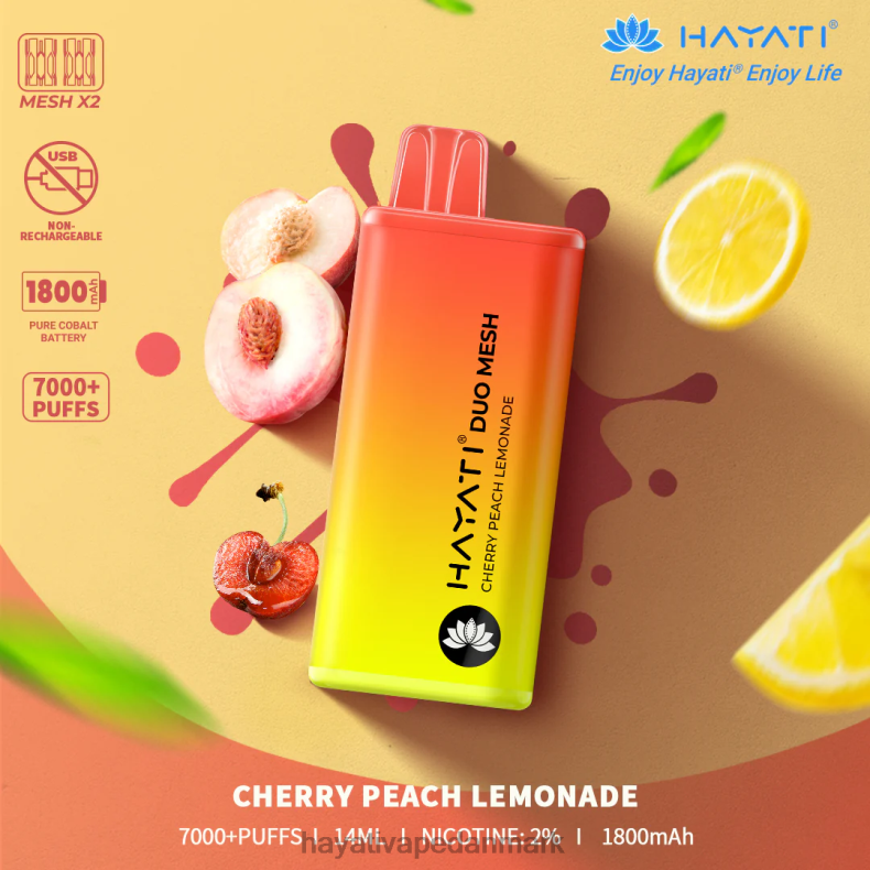 Hayati Vape Review | Hayati Duo Mesh engangs kirsebærfersken limonade TF62V168