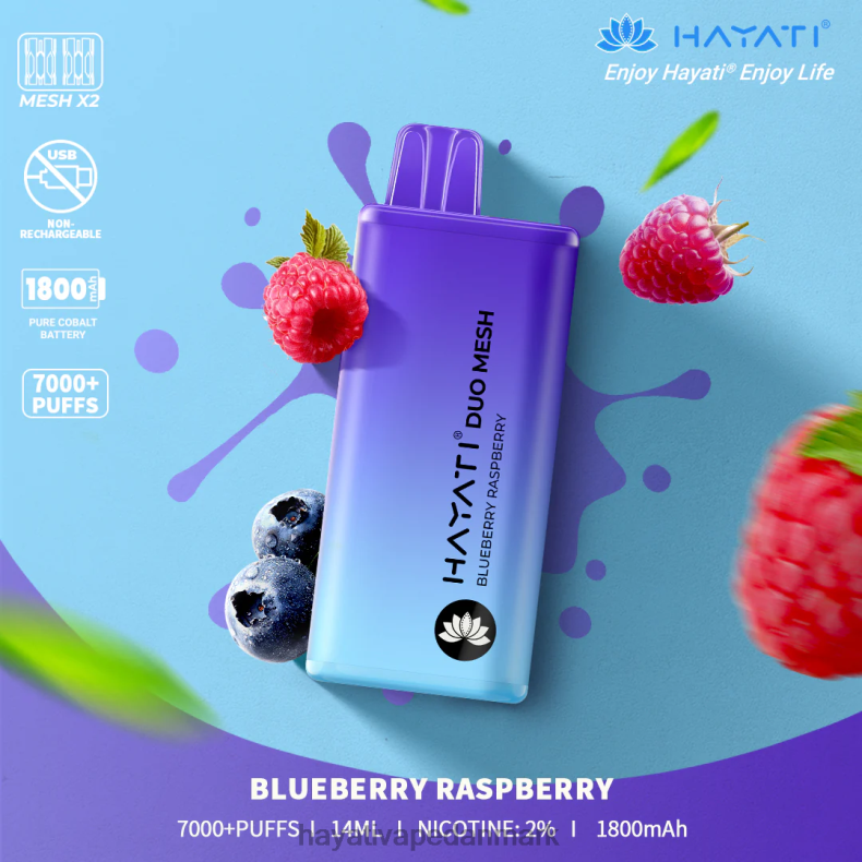 Hayati Vape Shop | Hayati Duo Mesh engangs blåbær hindbær TF62V167