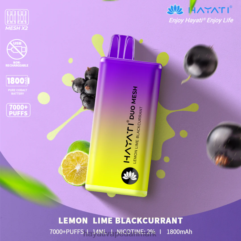 Hayati Vape Shop | Hayati Duo Mesh engangs citron lime solbær TF62V187