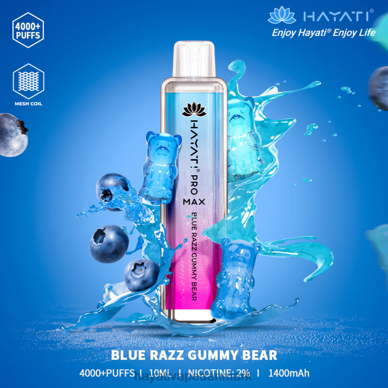 Hayati Vape Near Me | Hayati Pro Max engangs blå razz gummibjørn TF62V129