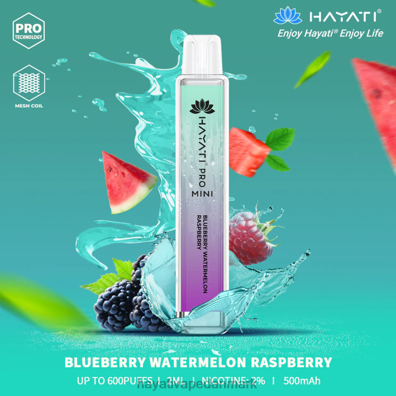 Hayati Flavour List | Hayati Pro Mini engangs blåbær vandmelon hindbær TF62V25
