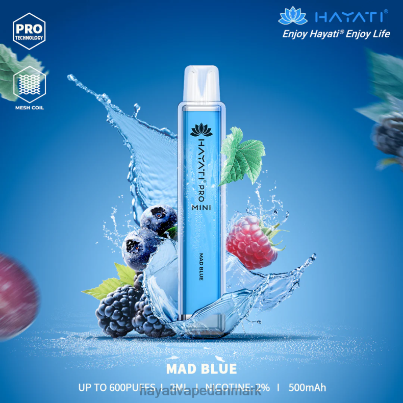 Hayati Flavour List | Hayati Pro Mini engangs gal blå TF62V15