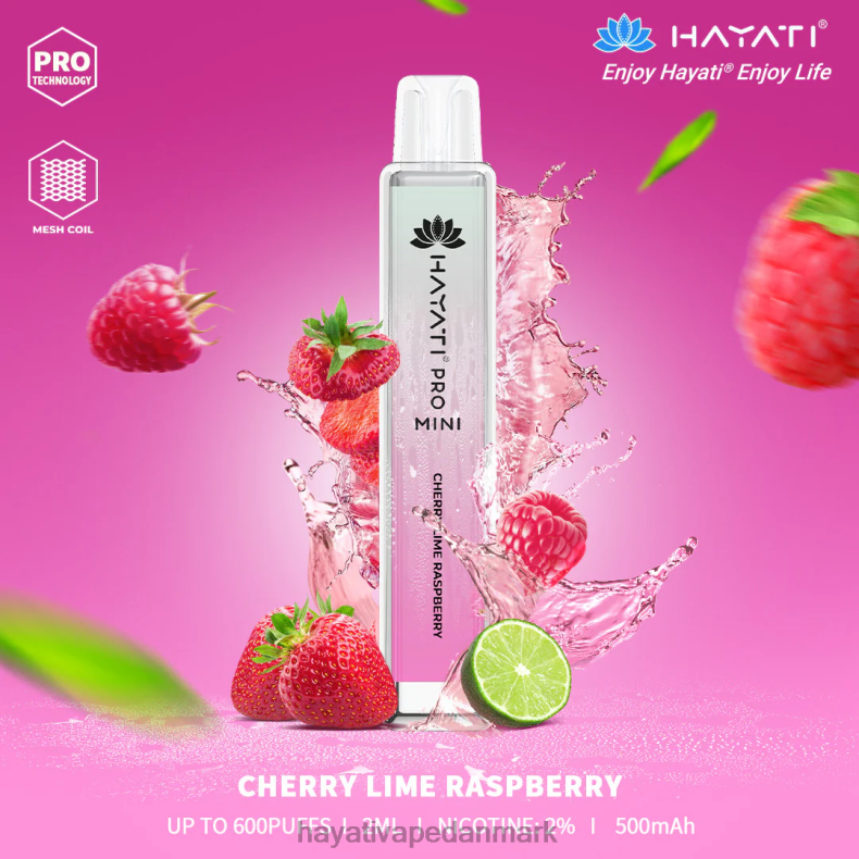 Hayati Flavour Vapes | Hayati Pro Mini engangs kirsebær lime hindbær TF62V26