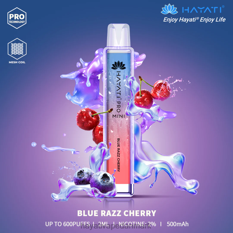 Hayati Vape Deutschland | Hayati Pro Mini engangs blå razz kirsebær TF62V3