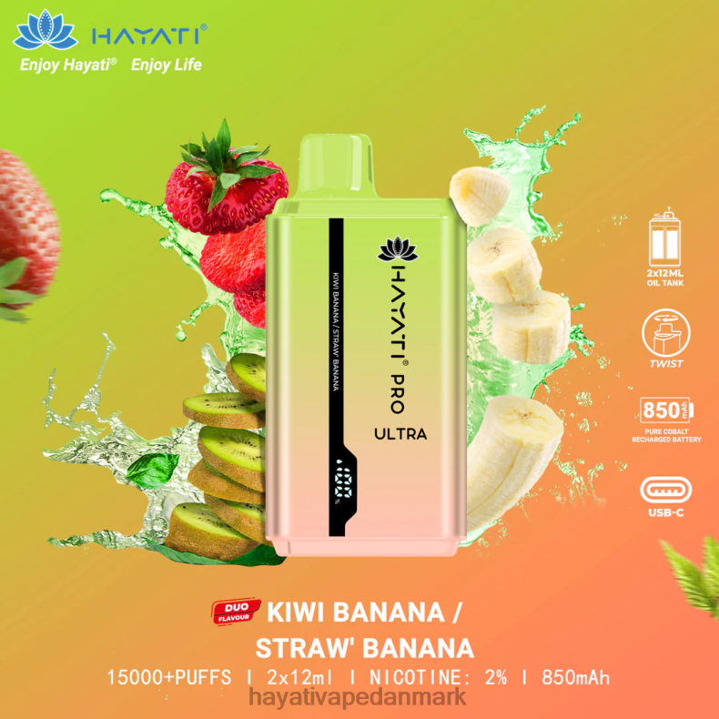 Hayati Berlin | Hayati Pro Ultra engangs 15000 pust kiwi banan/jordbærbanan TF62V222