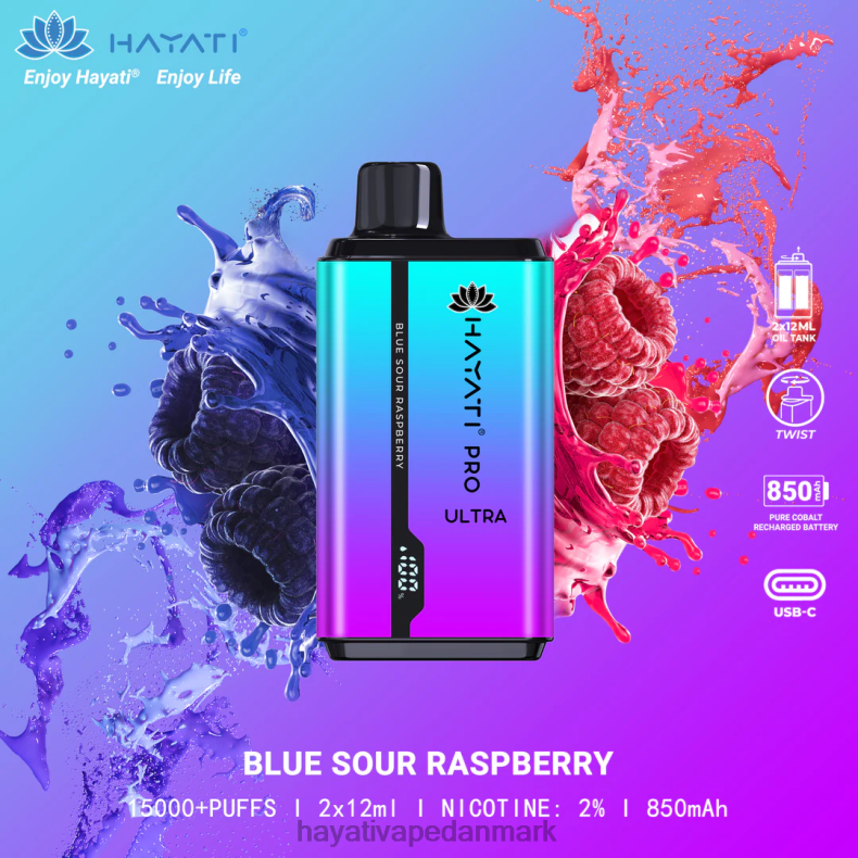 Hayati Flavour List | Hayati Pro Ultra engangs 15000 pust blå sur hindbær TF62V195