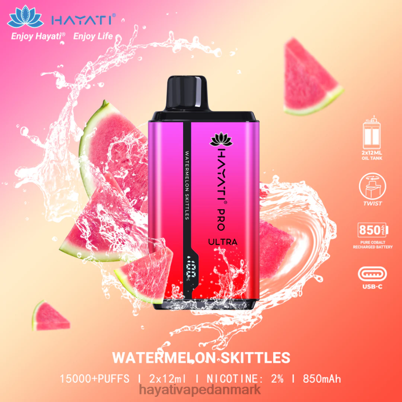Hayati Flavour List | Hayati Pro Ultra engangs 15000 pust vandmelon kegler TF62V215