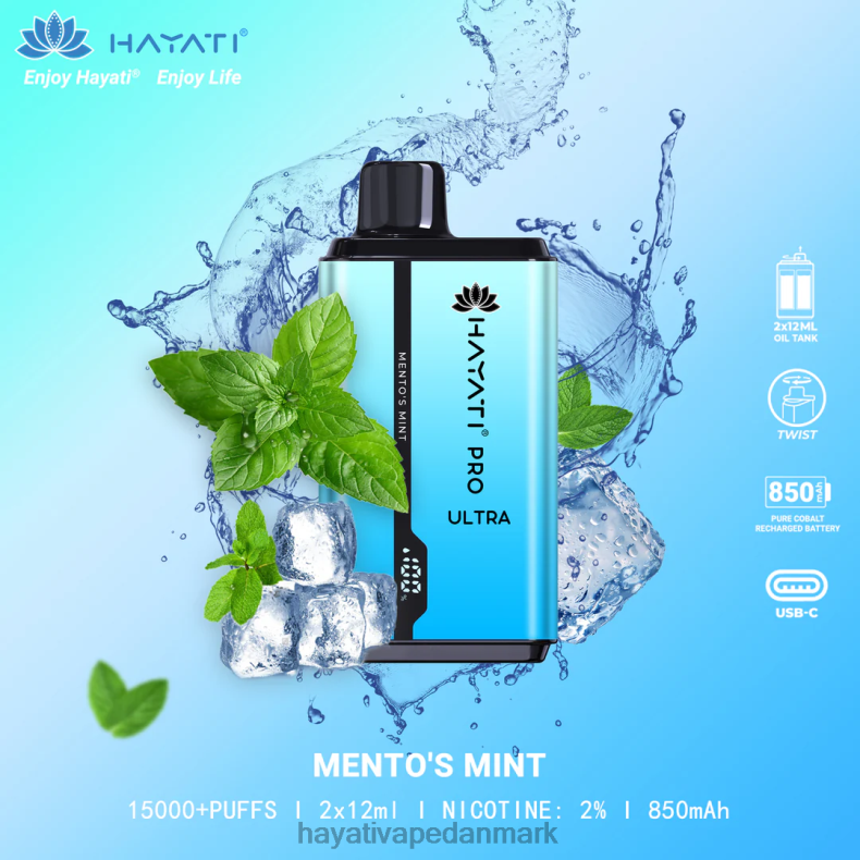 Hayati Flavour Vapes | Hayati Pro Ultra engangs 15000 pust mentos mynte TF62V206