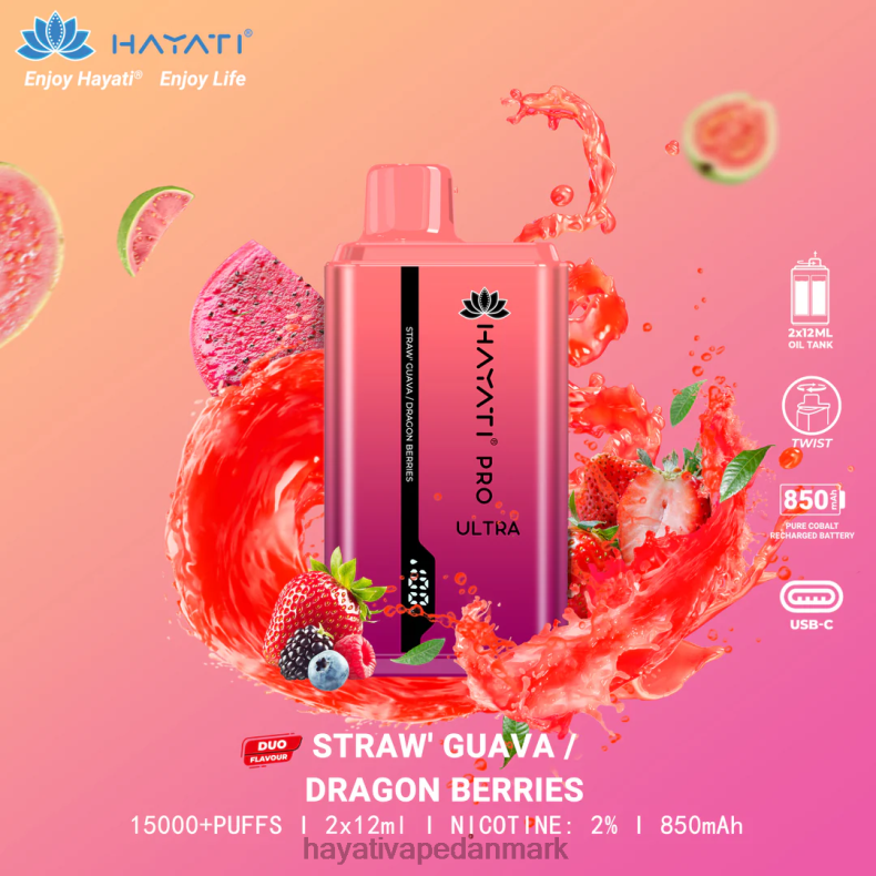 Hayati Flavours Deutschland | Hayati Pro Ultra engangs 15000 pust jordbærguava/dragebær TF62V224
