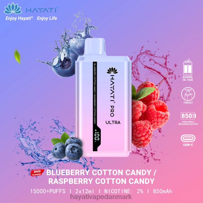 Hayati Store Deutschland | Hayati Pro Ultra engangs 15000 pust blåbær candy candy/hindbær candy candy TF62V220