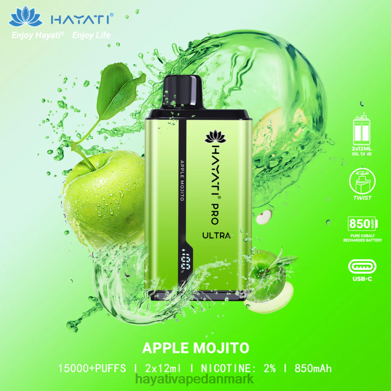 Hayati Store Deutschland | Hayati Pro Ultra engangs 15000 pust æble mojito TF62V200
