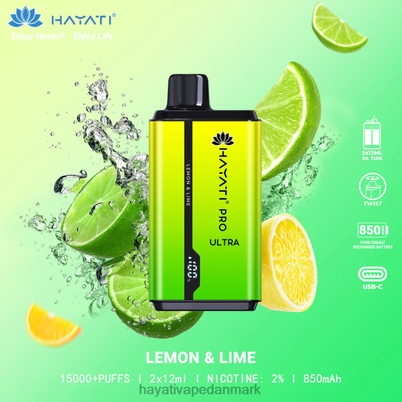 Hayati Vape Deutschland | Hayati Pro Ultra engangs 15000 pust citron & lime TF62V203