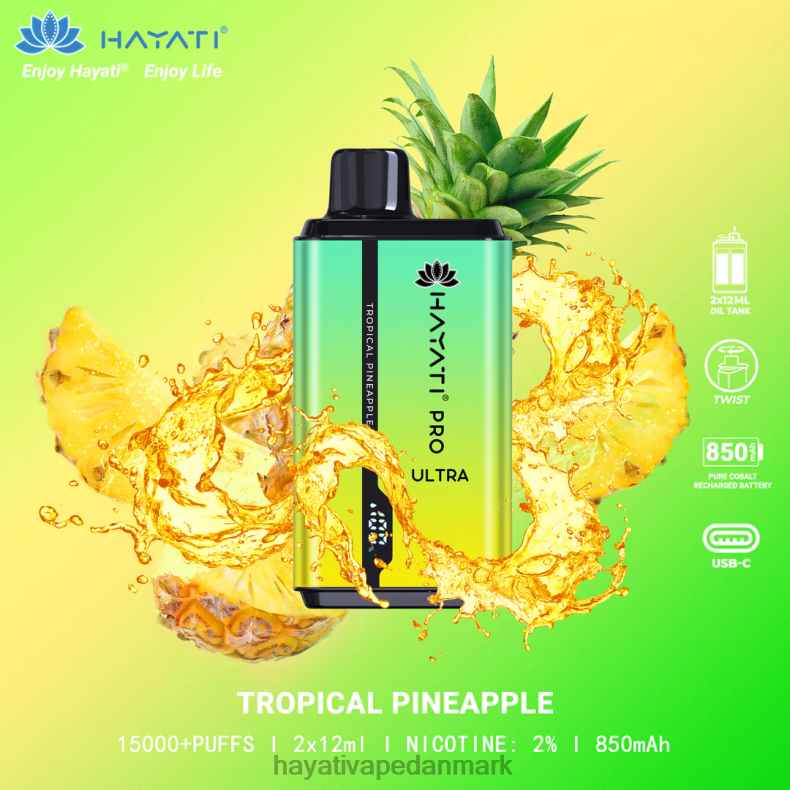 Hayati Vape Deutschland | Hayati Pro Ultra engangs 15000 pust tropisk ananas TF62V213