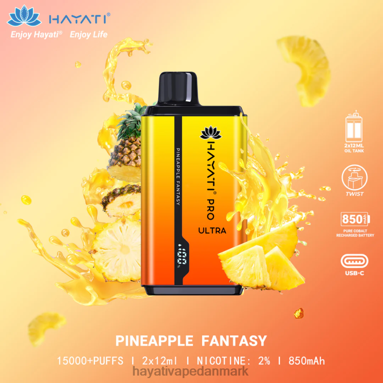 Hayati Vape Review | Hayati Pro Ultra engangs 15000 pust ananas fantasi TF62V208