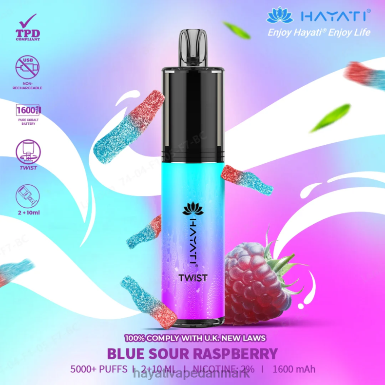 Hayati Flavour List | Hayati Twist engangs blå sur hindbær TF62V65