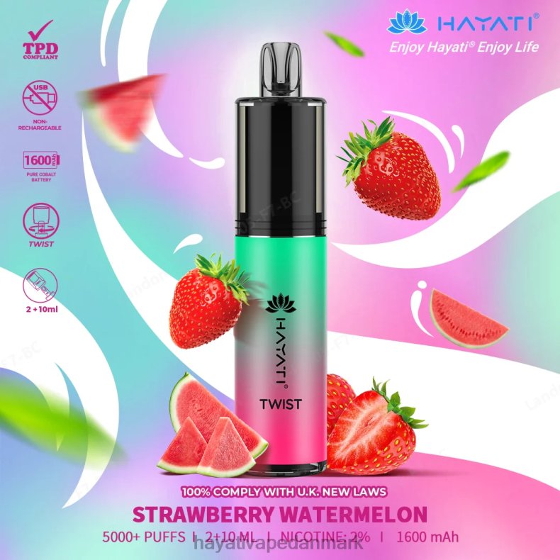 Hayati Flavour Vapes | Hayati Twist engangs jordbær vandmelon TF62V86