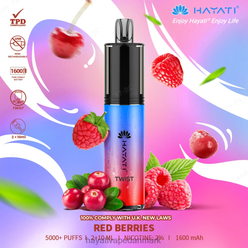 Hayati Vape Near Me | Hayati Twist engangs røde bær TF62V79