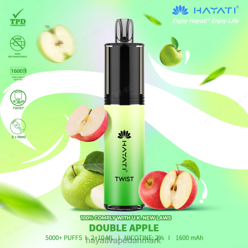 Hayati Vape Review | Hayati Twist engangs dobbelt æble TF62V68