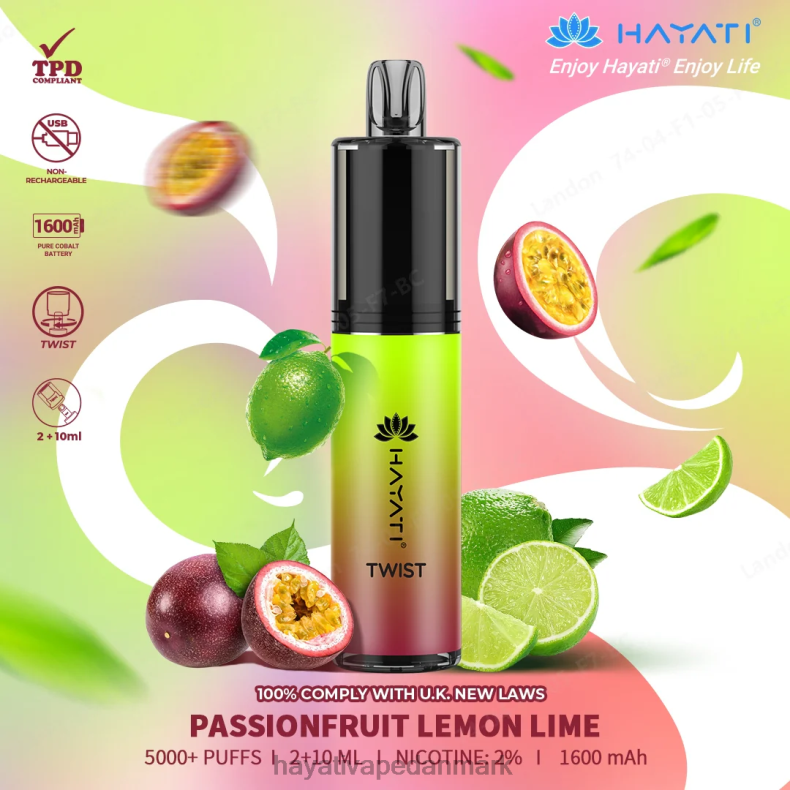 Hayati Vape Review | Hayati Twist engangs passionsfrugt citron lime TF62V78