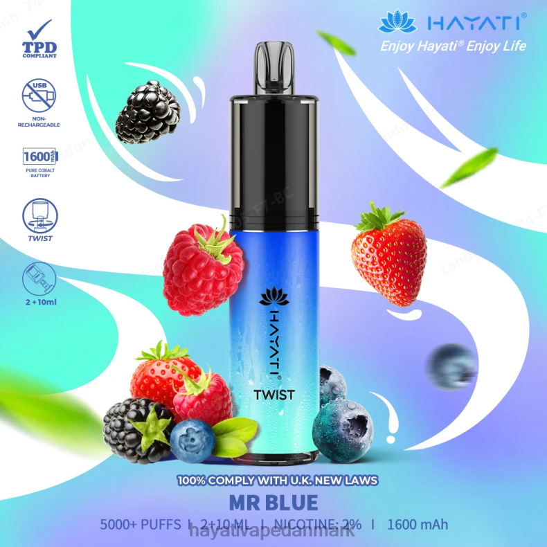 Hayati Vape Shop | Hayati Twist engangs hr blå TF62V77