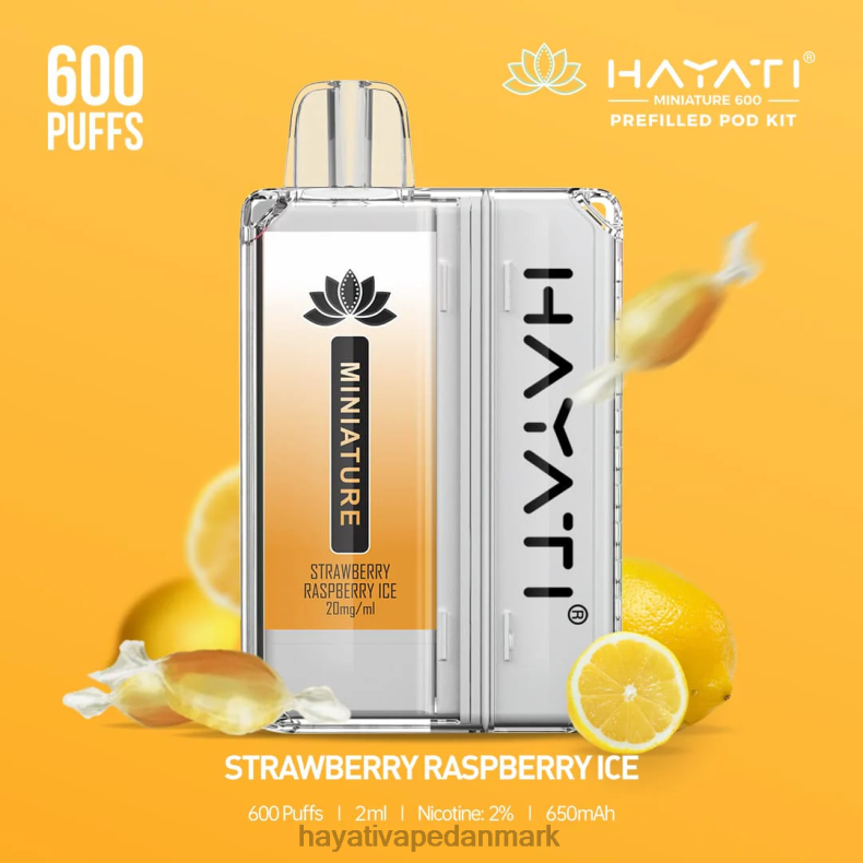 Hayati Vape Shop | Hayati Miniature 600 pod sæt jordbær hindbæris TF62V47