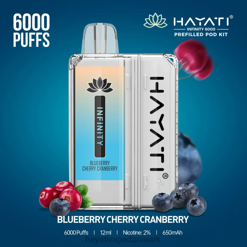 Hayati Flavour List | Hayati Infinity 6000 pod-sæt blåbær kirsebær tranebær TF62V145