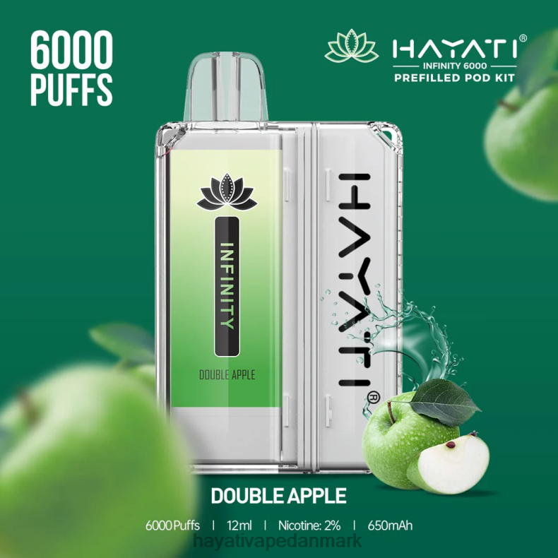 Hayati Flavour Vapes | Hayati Infinity 6000 pod-sæt dobbelt æble TF62V146