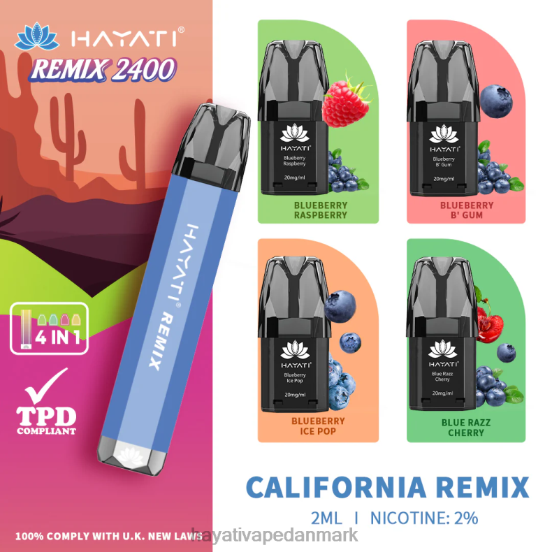 Hayati Deutschland | Hayati Remix præfyldt pod system 2400 pust californien remix TF62V51