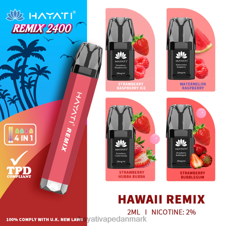 Hayati Flavours Deutschland | Hayati Remix præfyldt pod system 2400 pust hawaii remix TF62V54