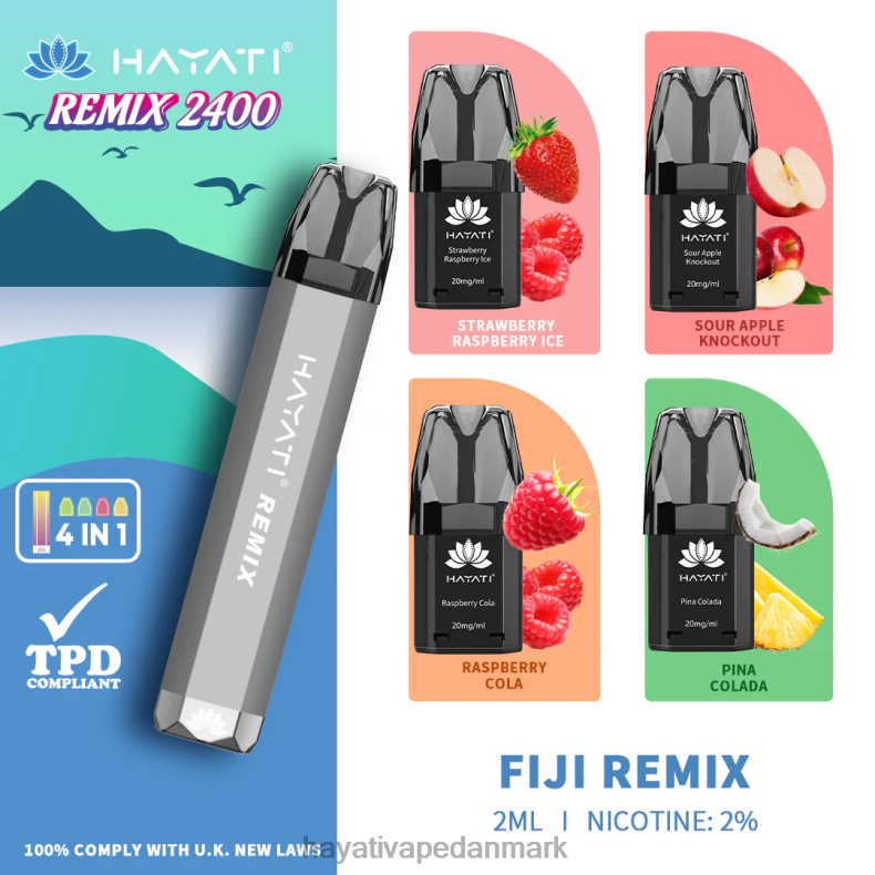 Hayati Vape Deutschland | Hayati Remix præfyldt pod system 2400 pust fiji remix TF62V53